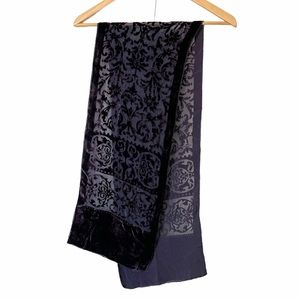 Vintage Velvet Textured Contoured Cutout Scarf Rich Purple Rectangle